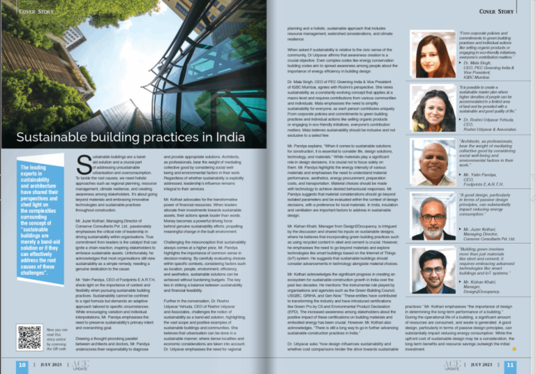 Read more about the article Dr Roshni Yehuda comments on trends in sustainability practice in the ACE Update Magazine